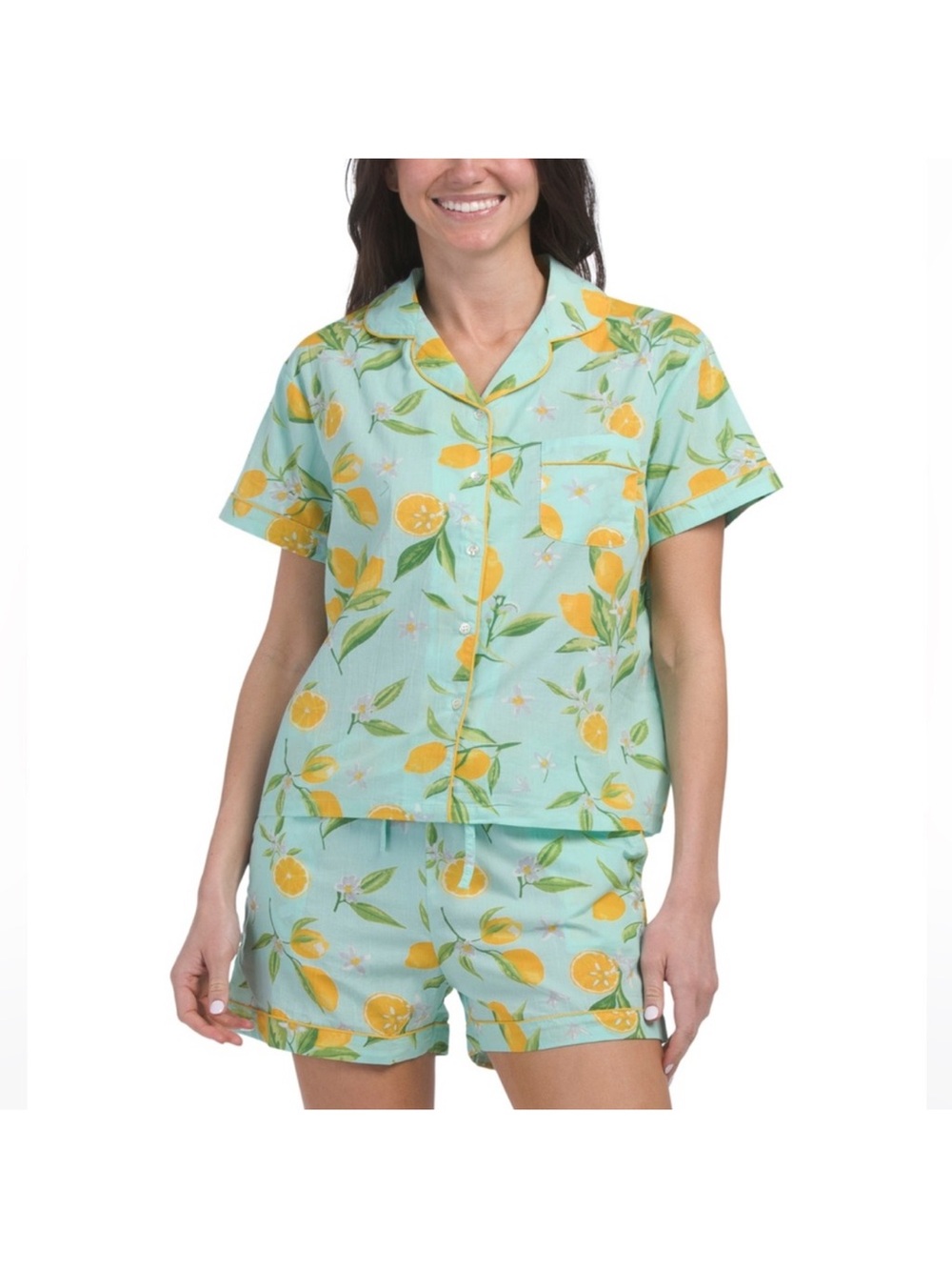 Crafted by mahogany cotton Lemon Print 2pc Pajama set